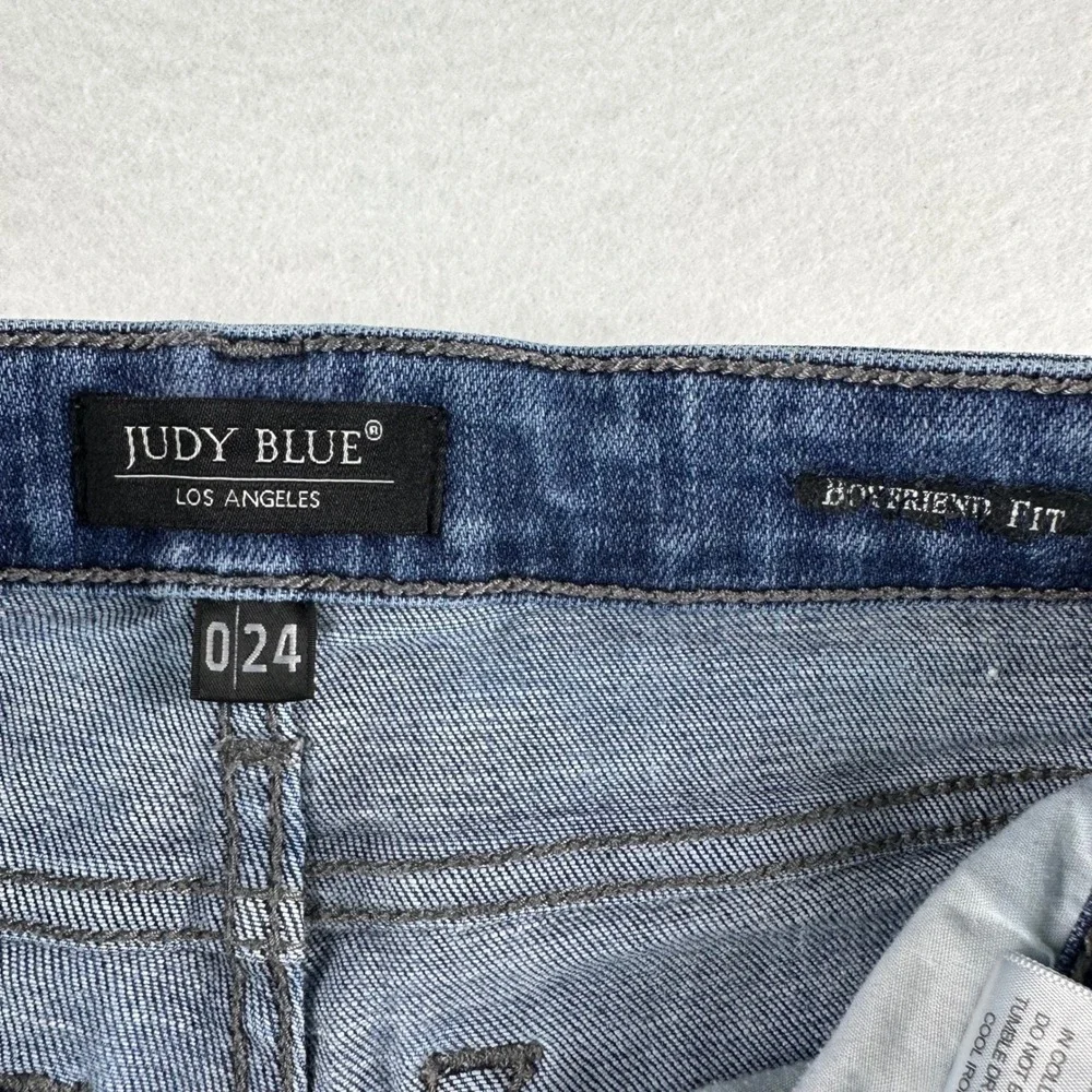 Judy Blue Distressed Paint Splatter Boyfriend Denim Shorts Blue 0/24 JB82169LT